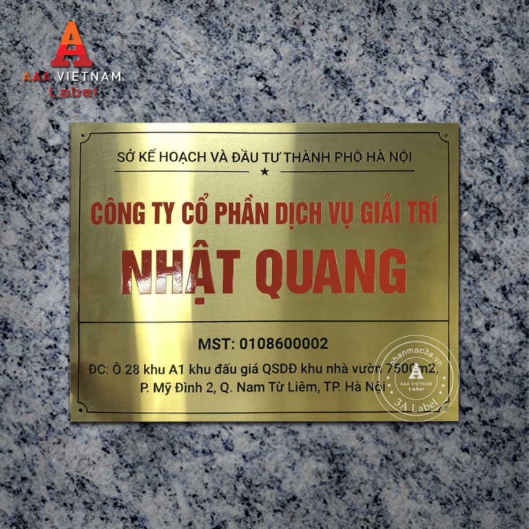 In biển công ty bảng hiệu inox vàng - Mẫu 09