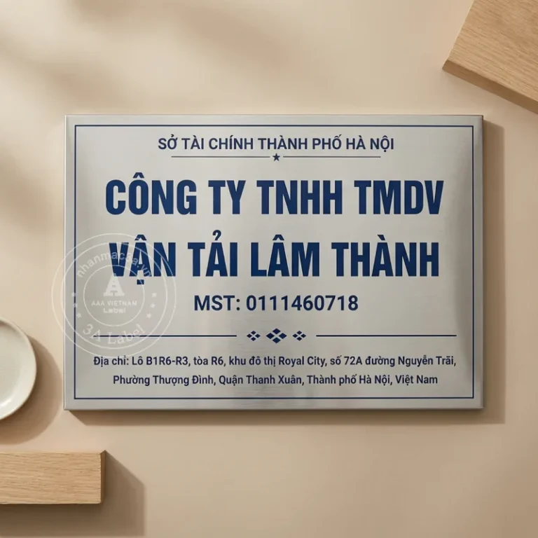 Biển công ty inox trắng - Mẫu 13