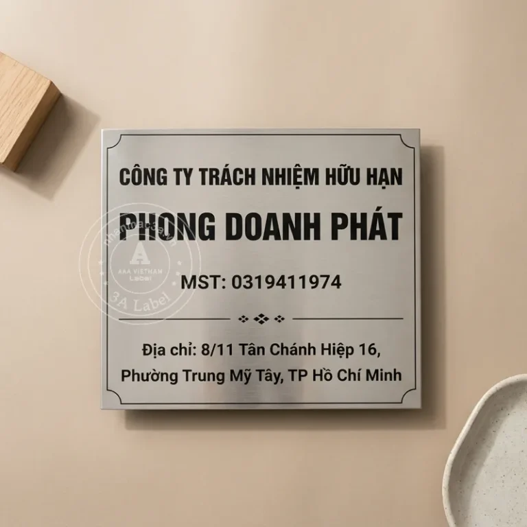 Biển công ty inox trắng - Mẫu 14