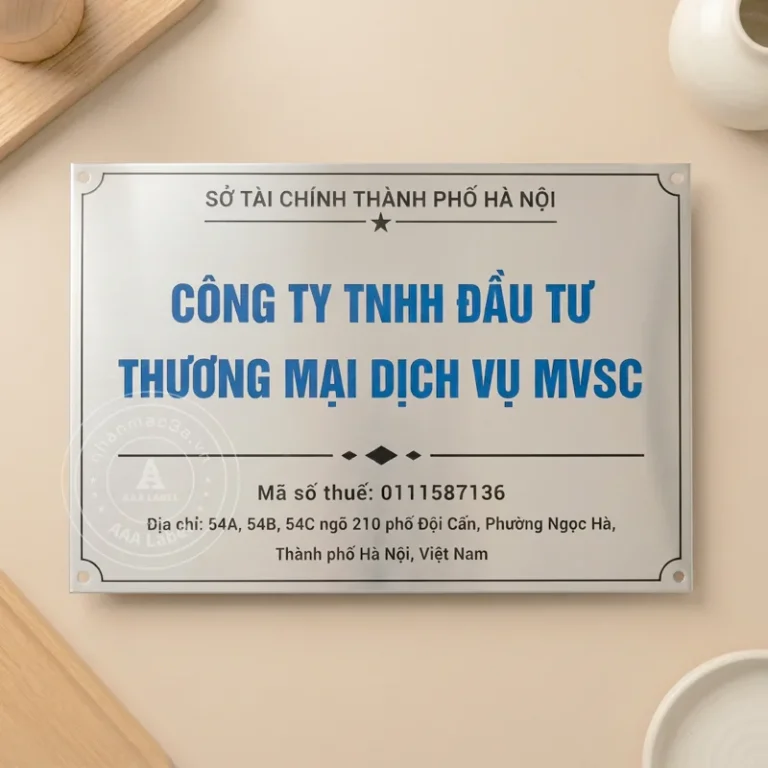 Biển công ty inox trắng - Mẫu 05