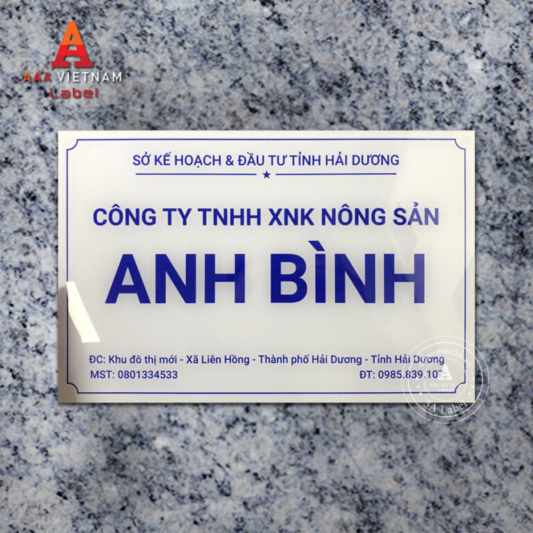 Biển công ty đẹp chất liệu mica - Mẫu 07