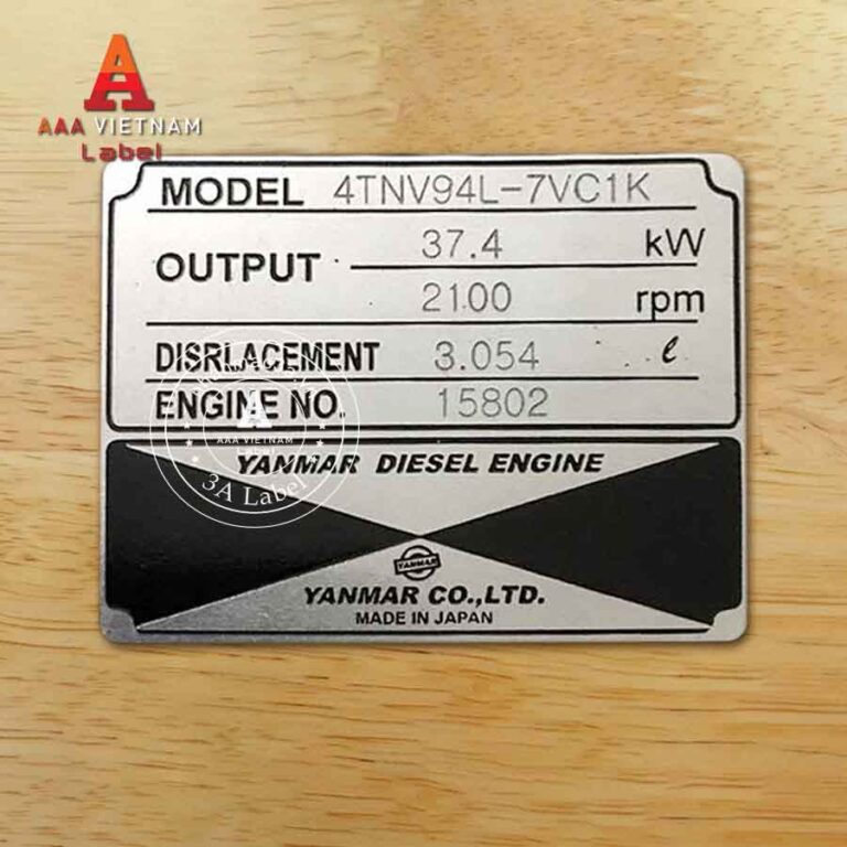 In tem mác máy động cơ bền đẹp - Mẫu 02