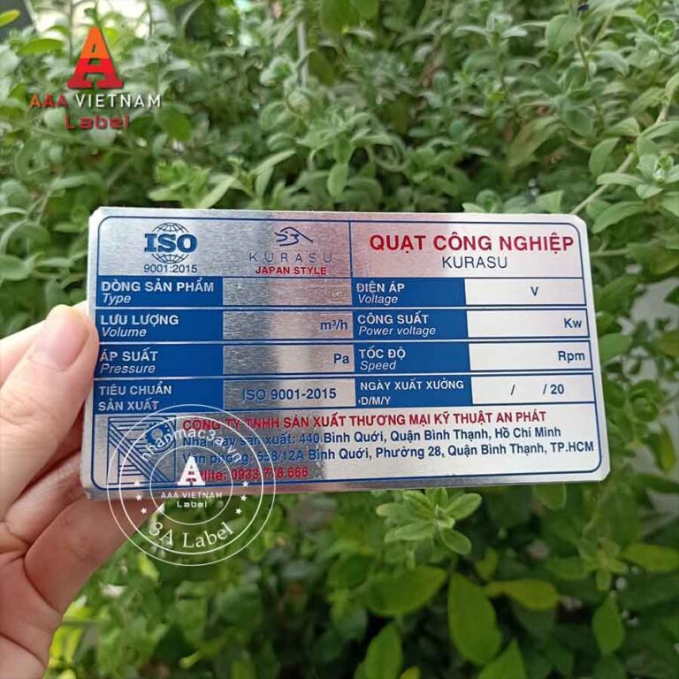 In tem mác máy động cơ bền đẹp - Mẫu 10
