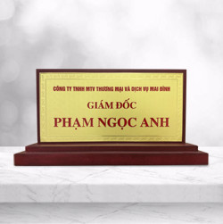 Biển chức danh đồng ăn mòn đế gỗ nhị cấp - Mẫu 12