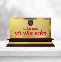 Biển chức danh cao cấp mạ vàng đế gỗ tam cấp - Mẫu 4