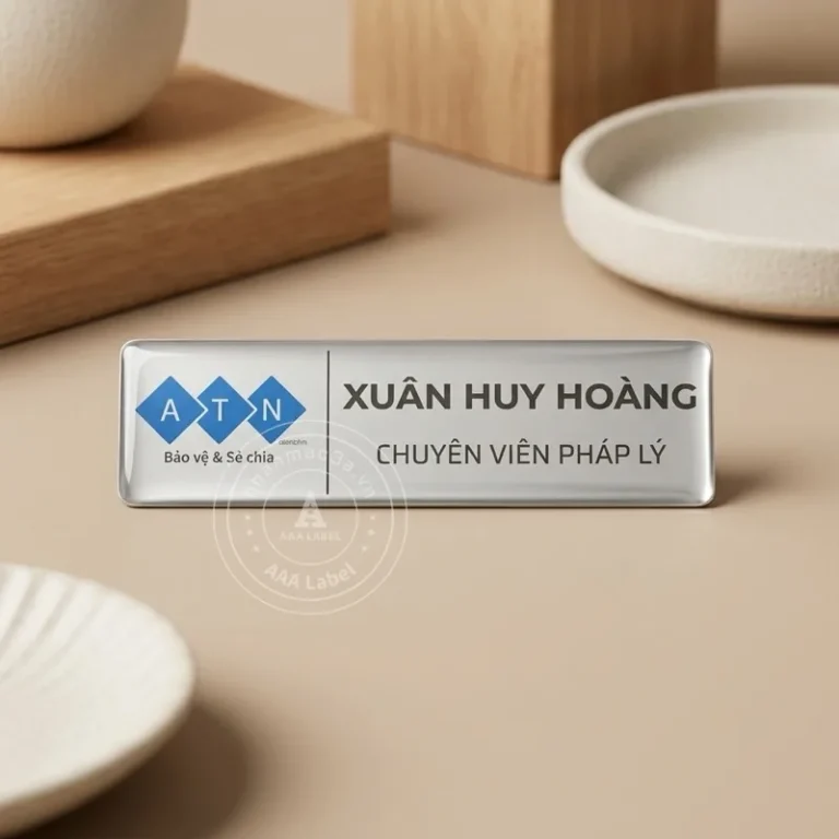 Thẻ tên nhân viên cài áo kim loại - Mẫu 05