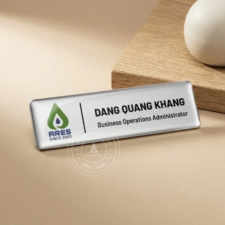 Thẻ tên nhân viên cài áo kim loại - Mẫu 09