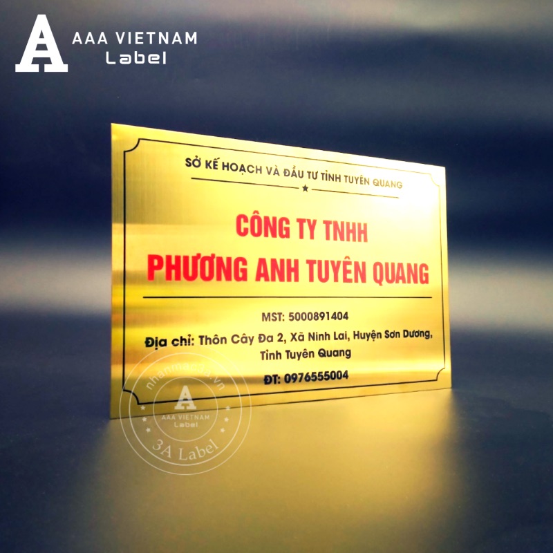 Biển công ty inox vàng