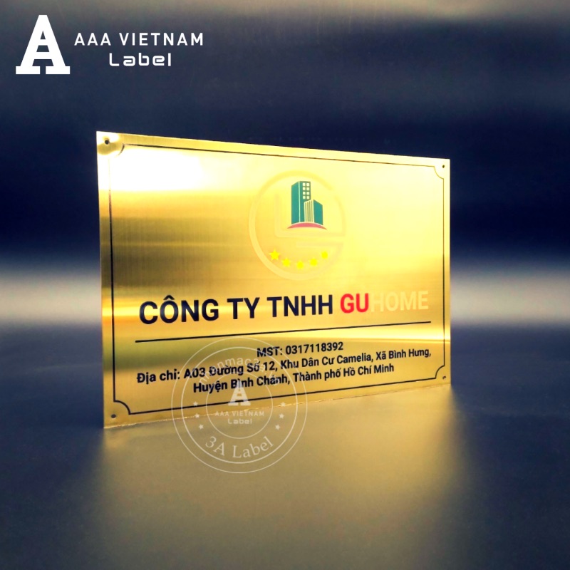 Biển công ty inox vàng