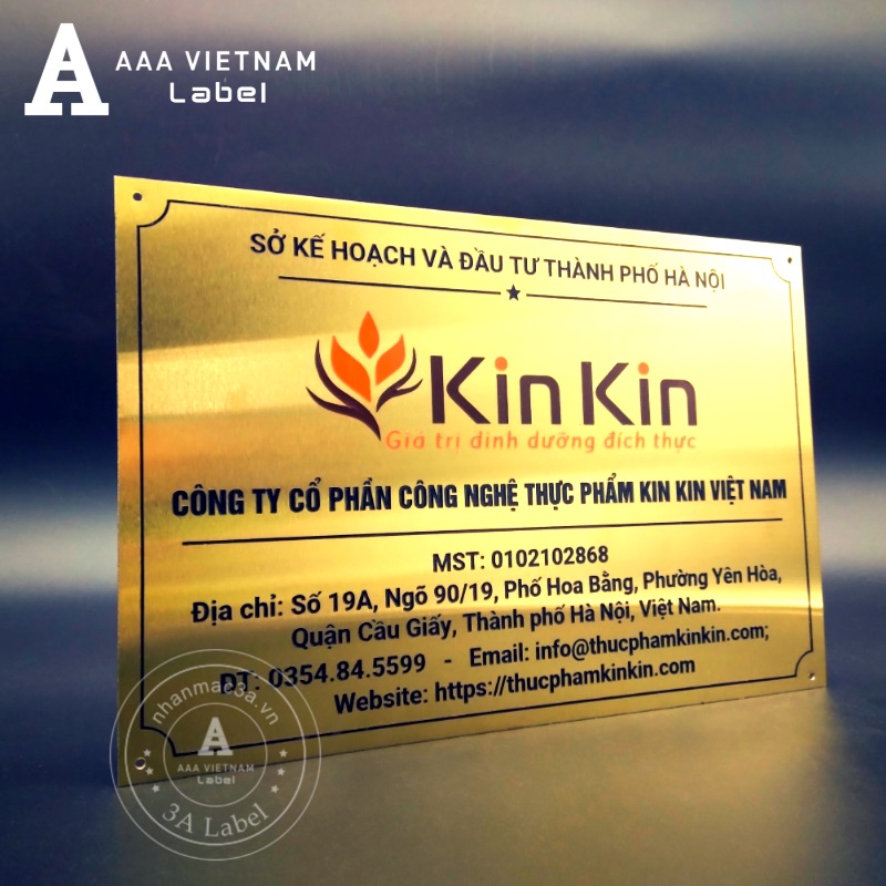 Biển công ty inox vàng